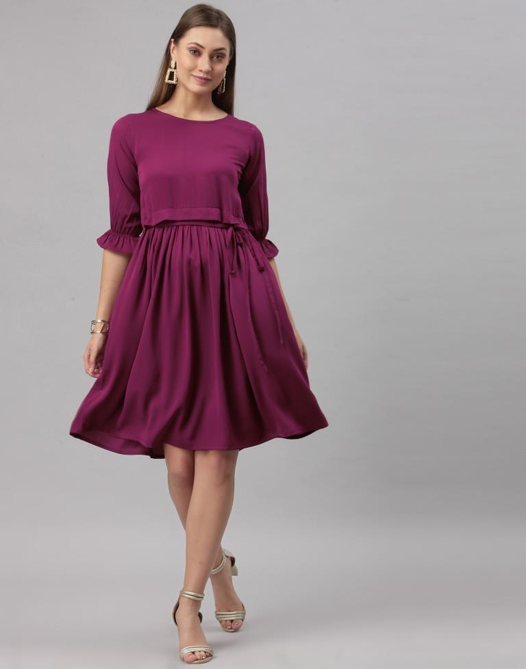 Wine Gathered Dress | Sudathi