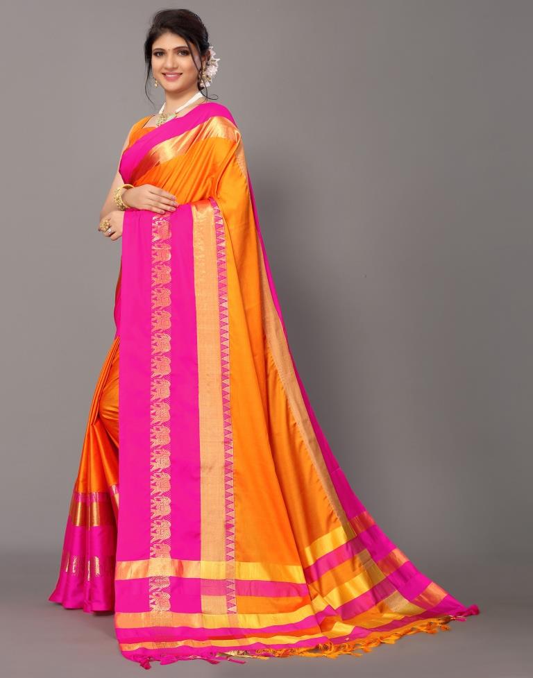 Orange Weaving Cotton Saree