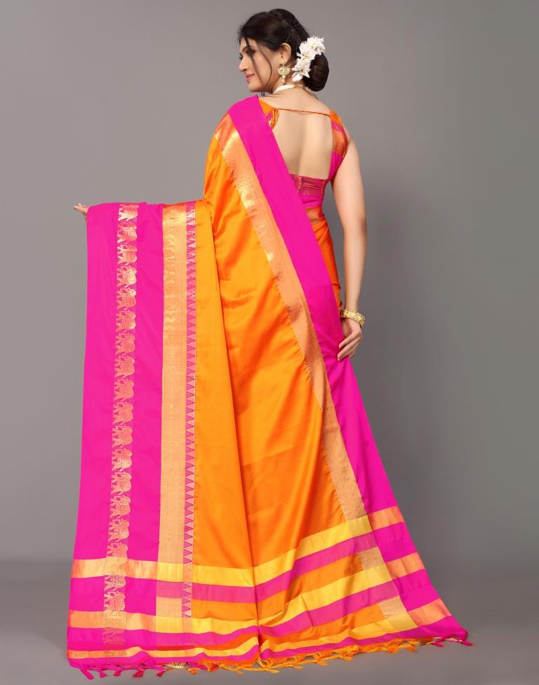 Orange Weaving Cotton Saree