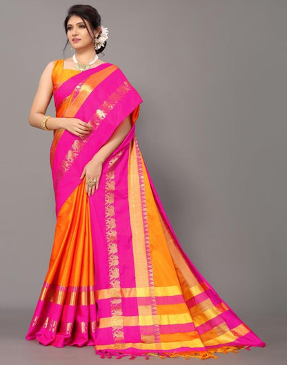 Orange Weaving Cotton Saree
