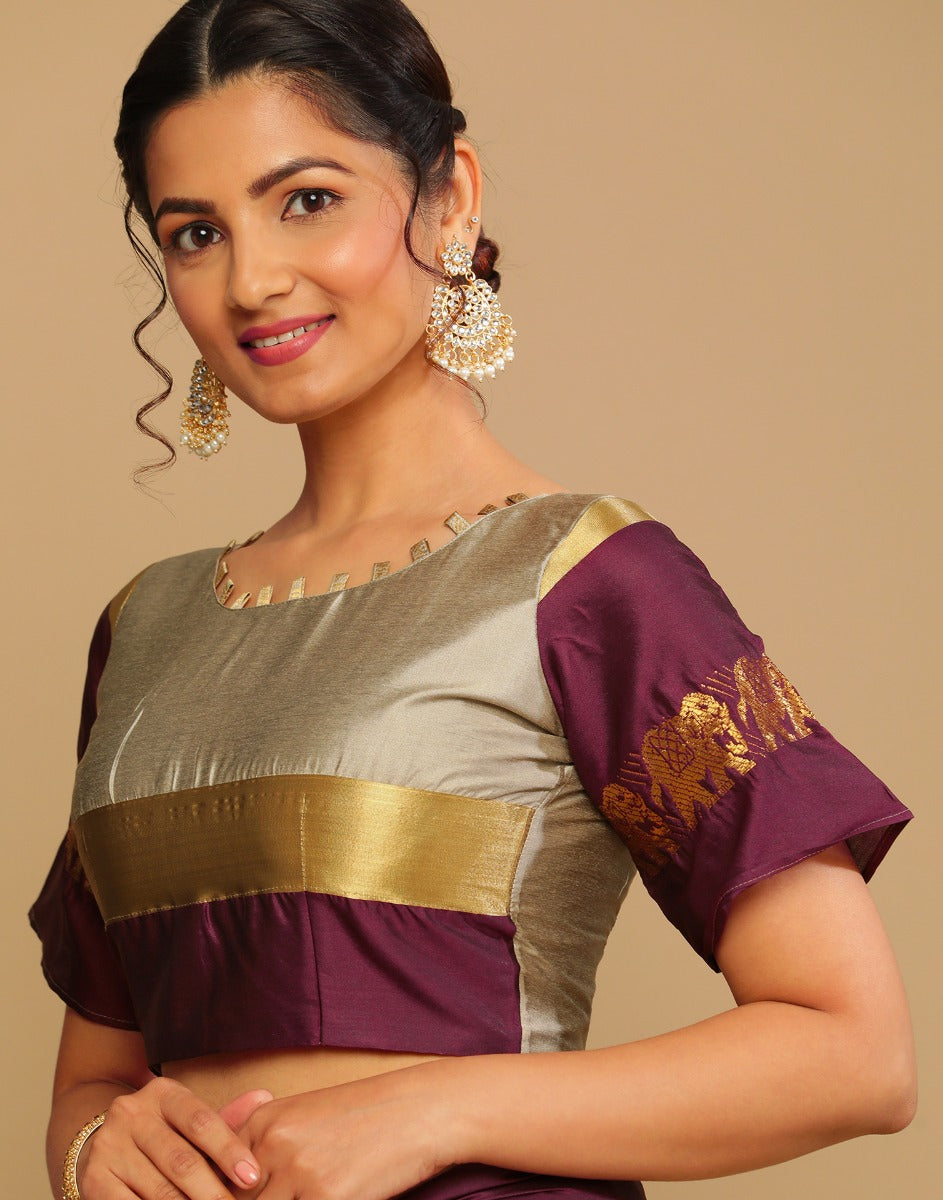 Light Brown Kanjivaram Silk Saree | Sudathi