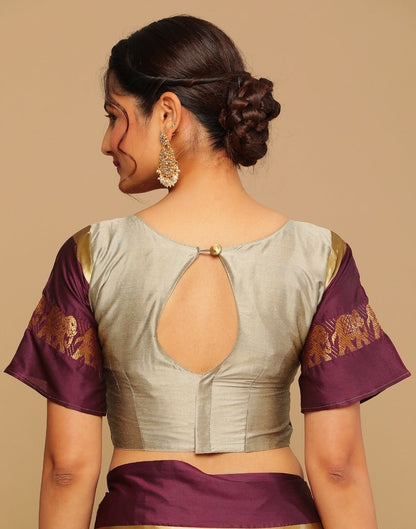 Light Brown Kanjivaram Silk Saree | Sudathi