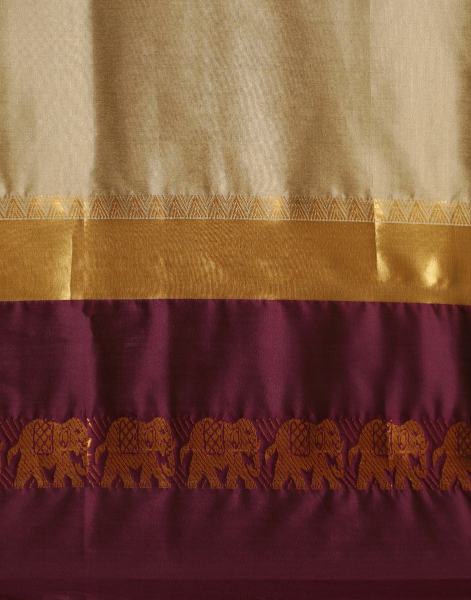 Light Brown Kanjivaram Silk Saree | Sudathi