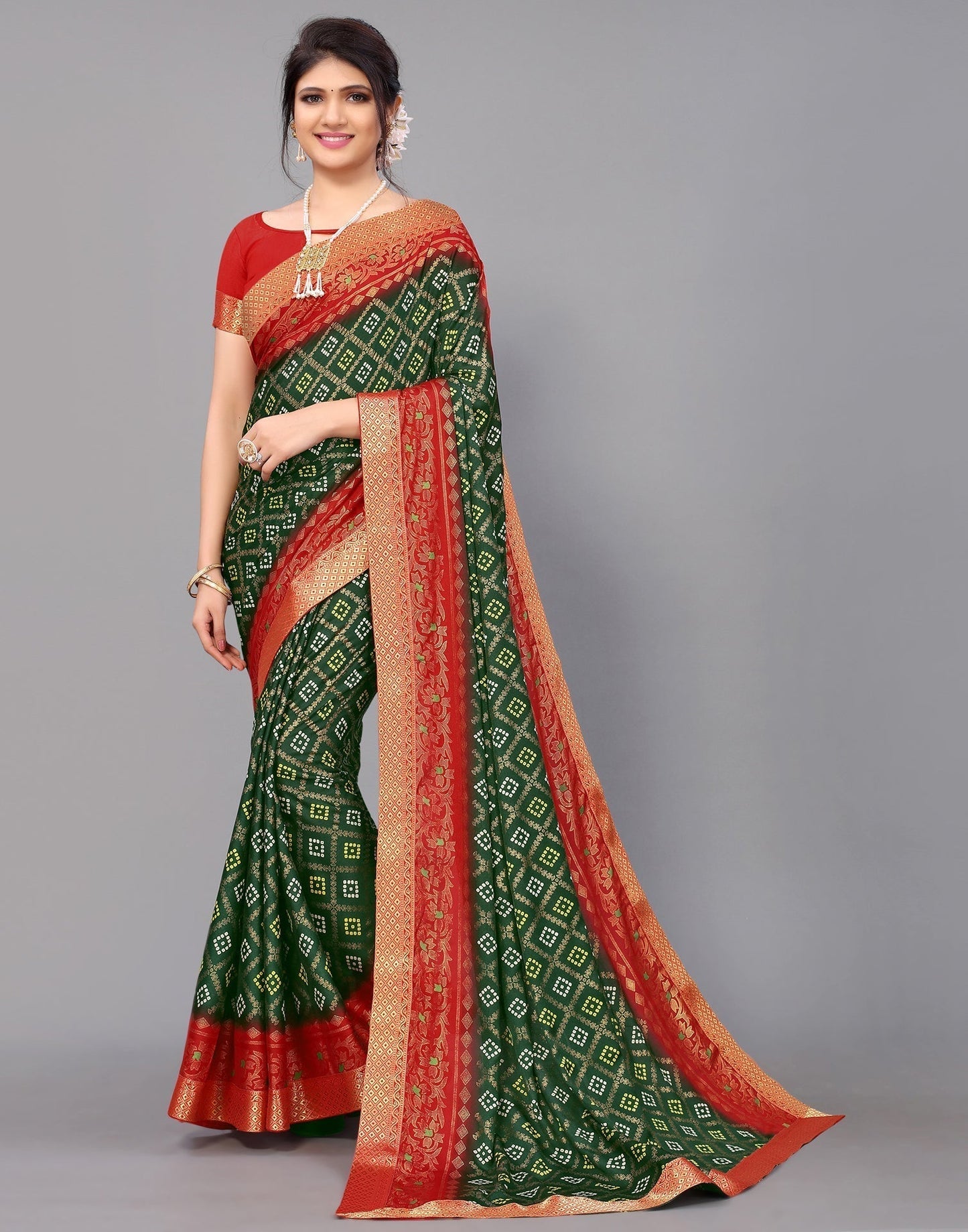 Bottle Green Silk Saree | Leemboodi