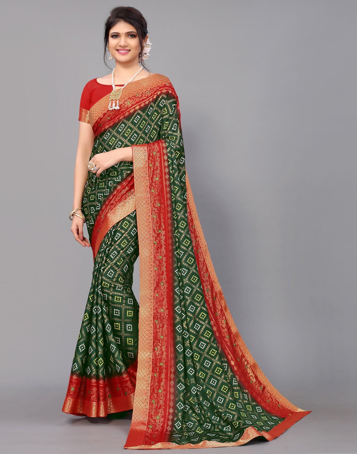 Bottle Green Silk Saree | Leemboodi
