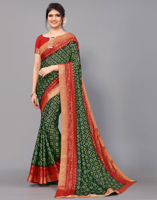 Bottle Green Silk Saree | Leemboodi
