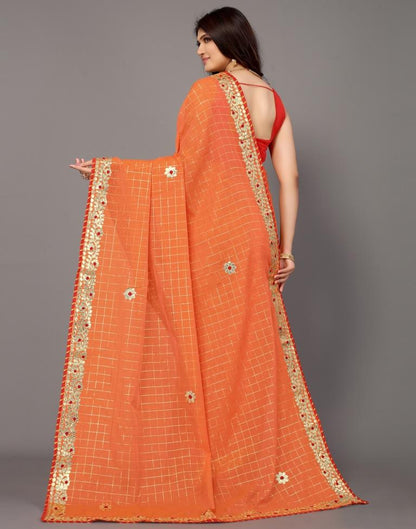 Light Orange Cotton Geometric Woven Saree | Sudathi
