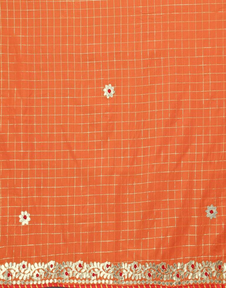 Light Orange Cotton Geometric Woven Saree | Sudathi