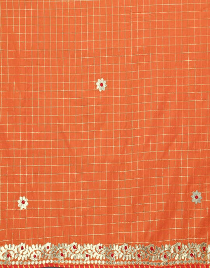 Light Orange Cotton Geometric Woven Saree | Sudathi