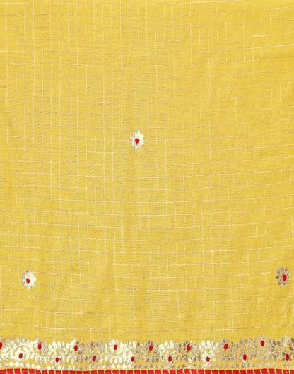 Yellow Cotton Geometric Woven Saree | Leemboodi