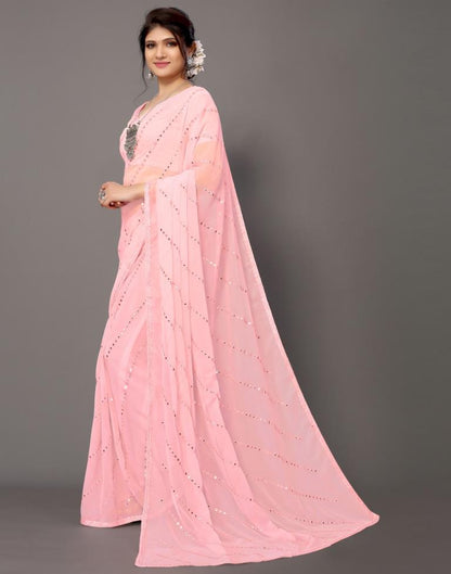 Light Pink Georgette Saree | Leemboodi