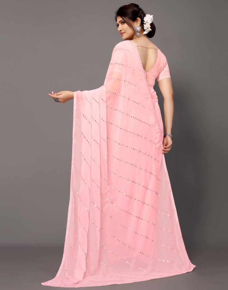 Light Pink Georgette Saree | Leemboodi