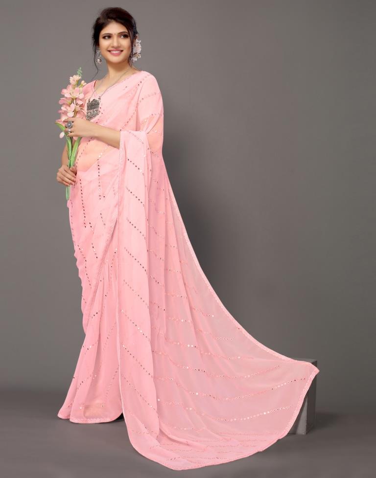 Light Pink Georgette Saree | Leemboodi