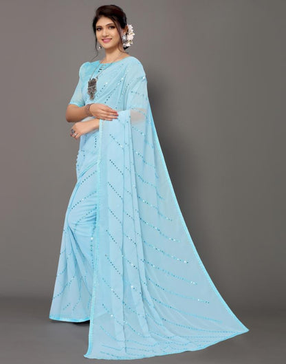Light Blue Georgette Saree | Leemboodi