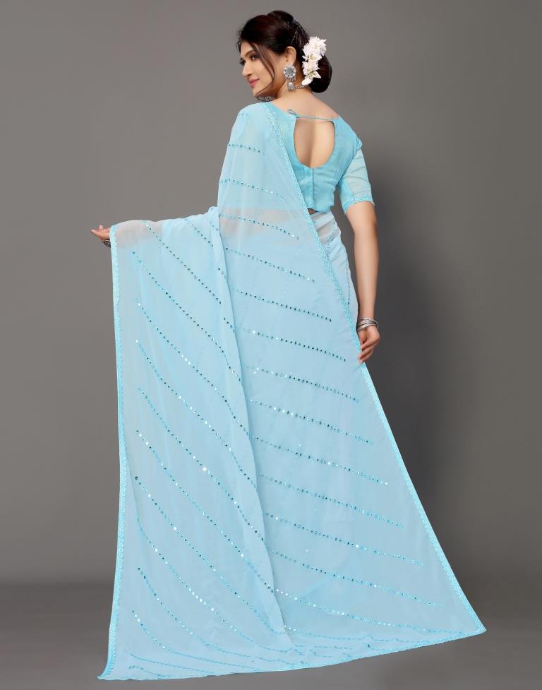 Light Blue Georgette Saree | Leemboodi