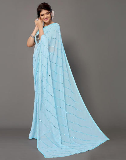 Light Blue Georgette Saree | Leemboodi