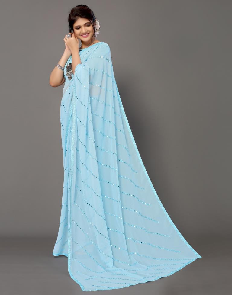 Light Blue Georgette Saree | Leemboodi