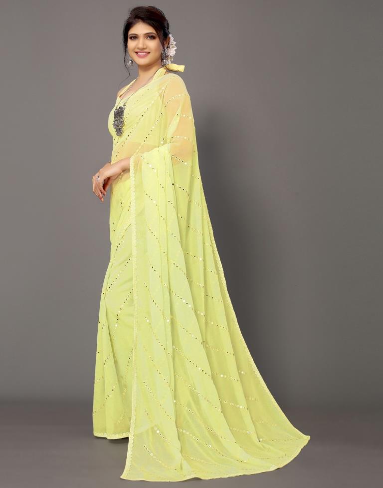 Light Yellow Georgette Saree | Sudathi