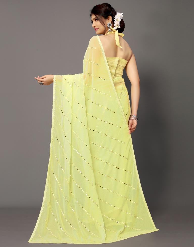 Light Yellow Georgette Saree | Sudathi