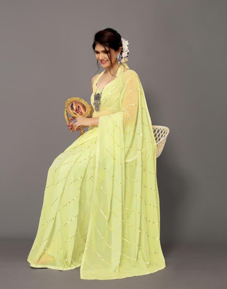 Light Yellow Georgette Saree | Sudathi