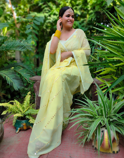 Light Yellow Georgette Saree | Sudathi