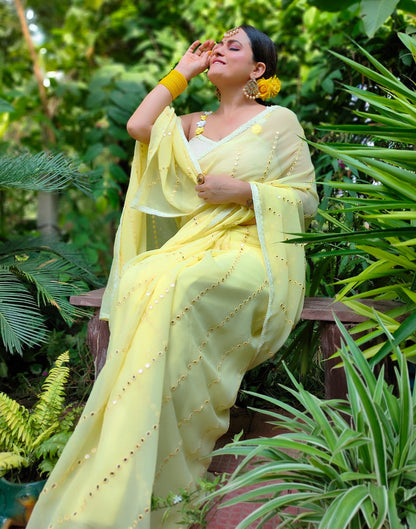 Light Yellow Georgette Saree | Sudathi