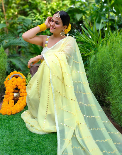 Light Yellow Georgette Saree | Sudathi