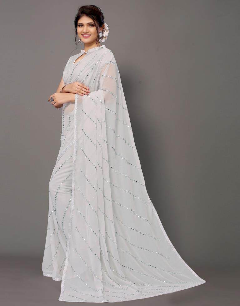 Grey Georgette Saree | Sudathi