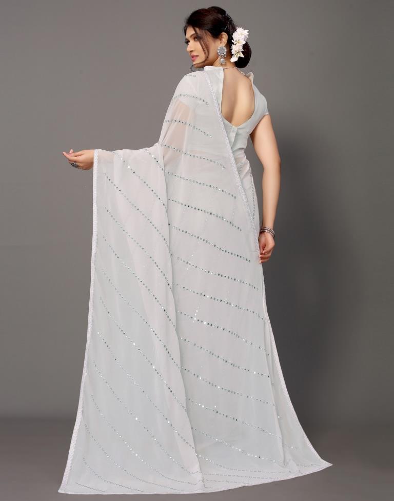 Grey Georgette Saree | Sudathi