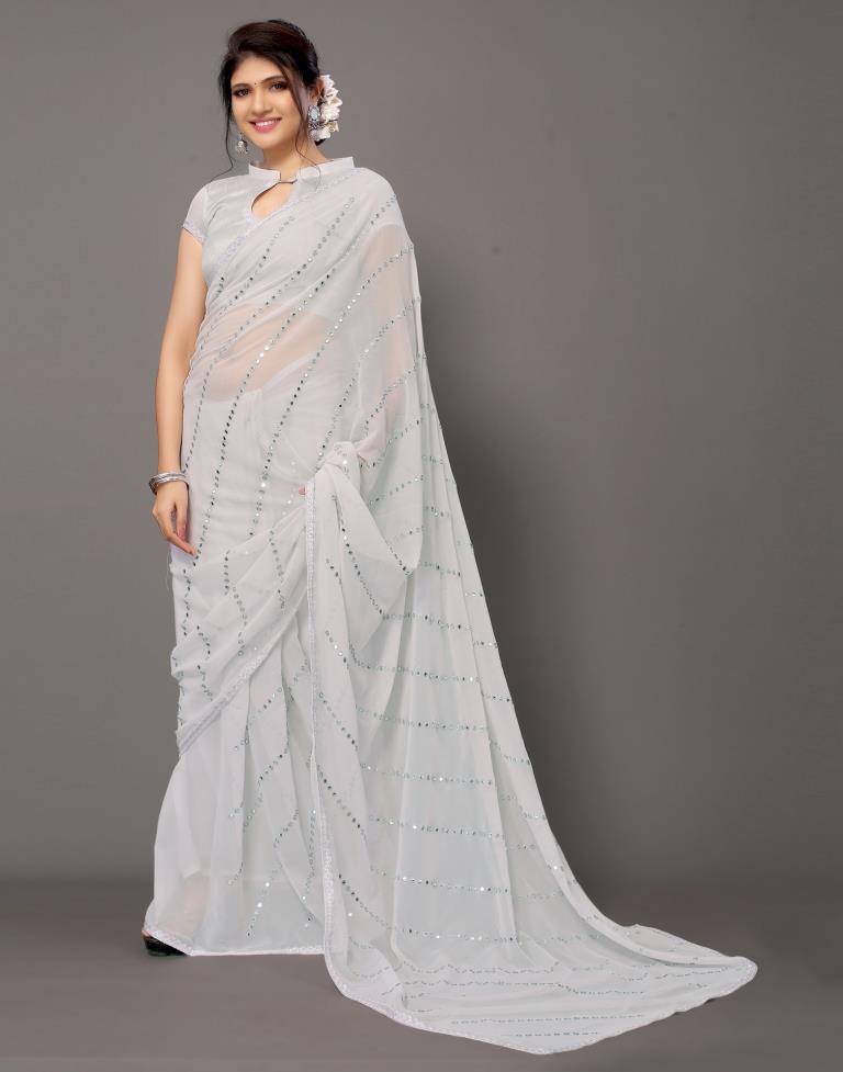 Grey Georgette Saree | Sudathi