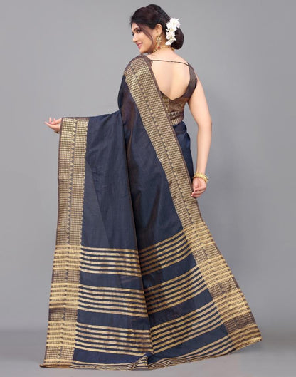 Dark Blue Cotton Saree | Leemboodi