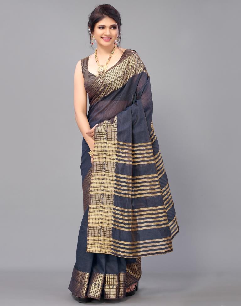Dark Blue Cotton Saree | Leemboodi