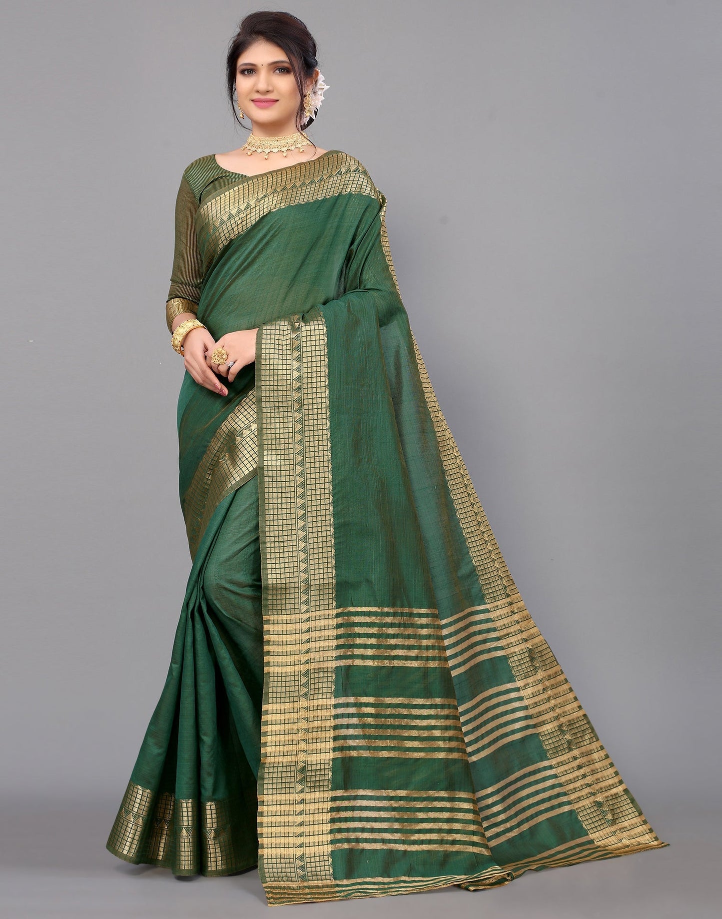 Green Cotton Saree | Leemboodi