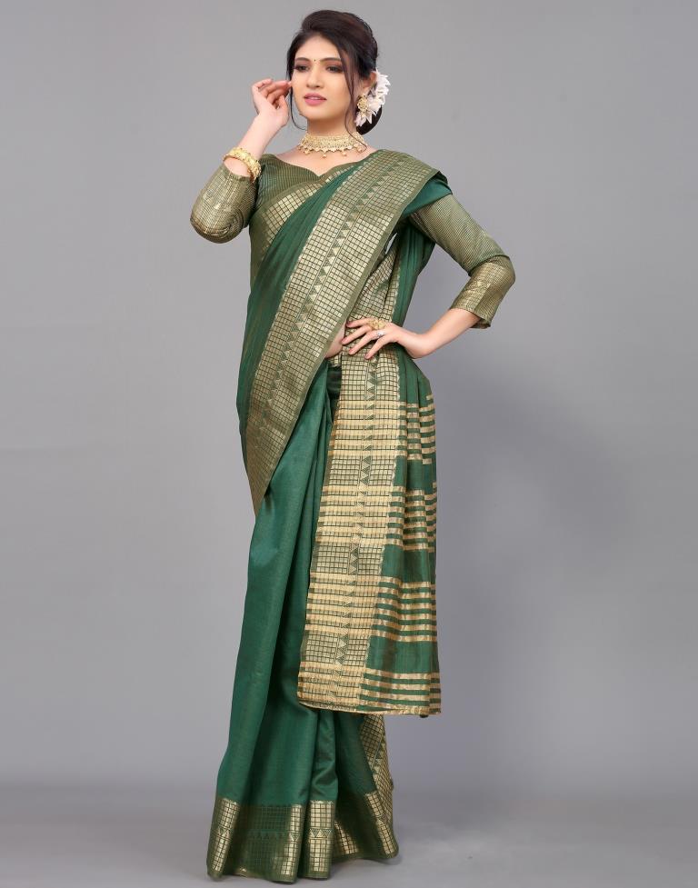 Green Cotton Saree | Leemboodi