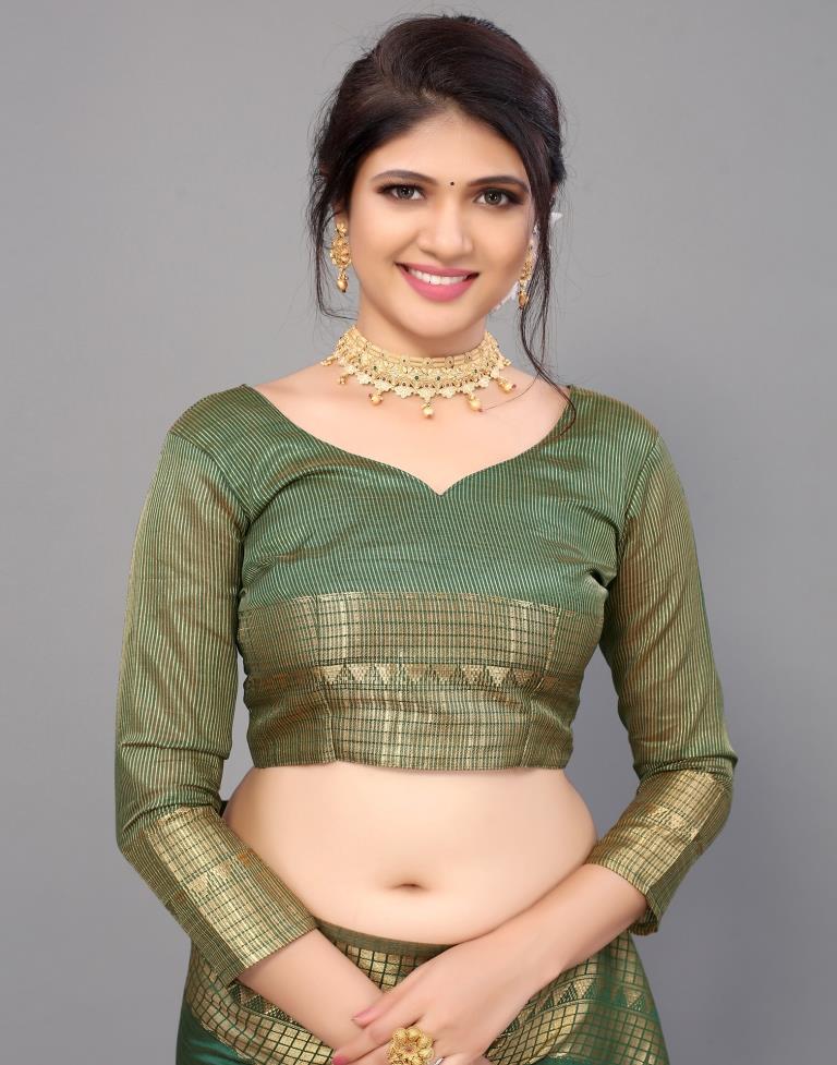 Green Cotton Saree | Leemboodi