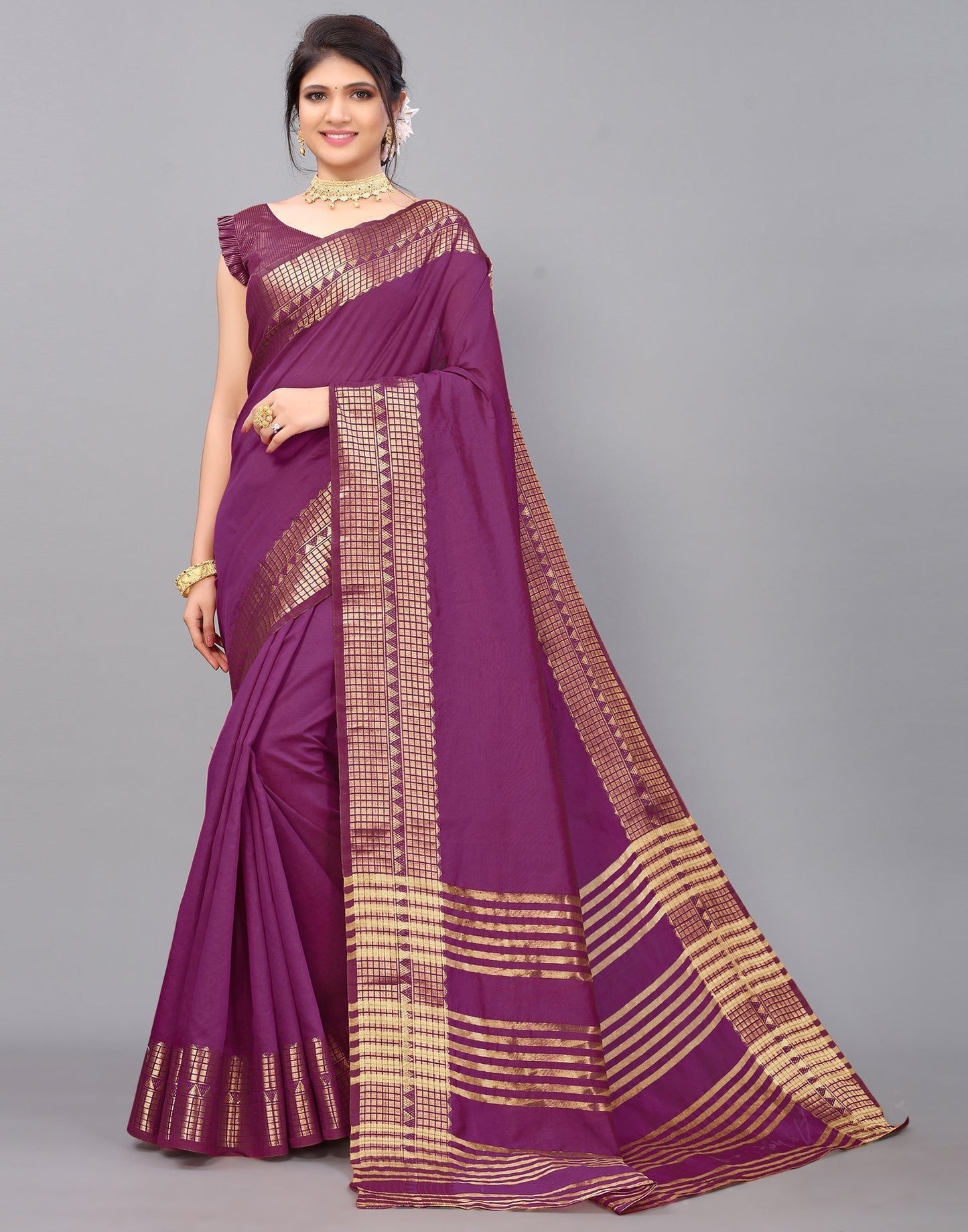 Purple Cotton Saree | Leemboodi
