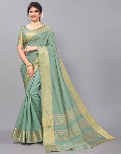 Dusty Green Cotton Saree | Leemboodi