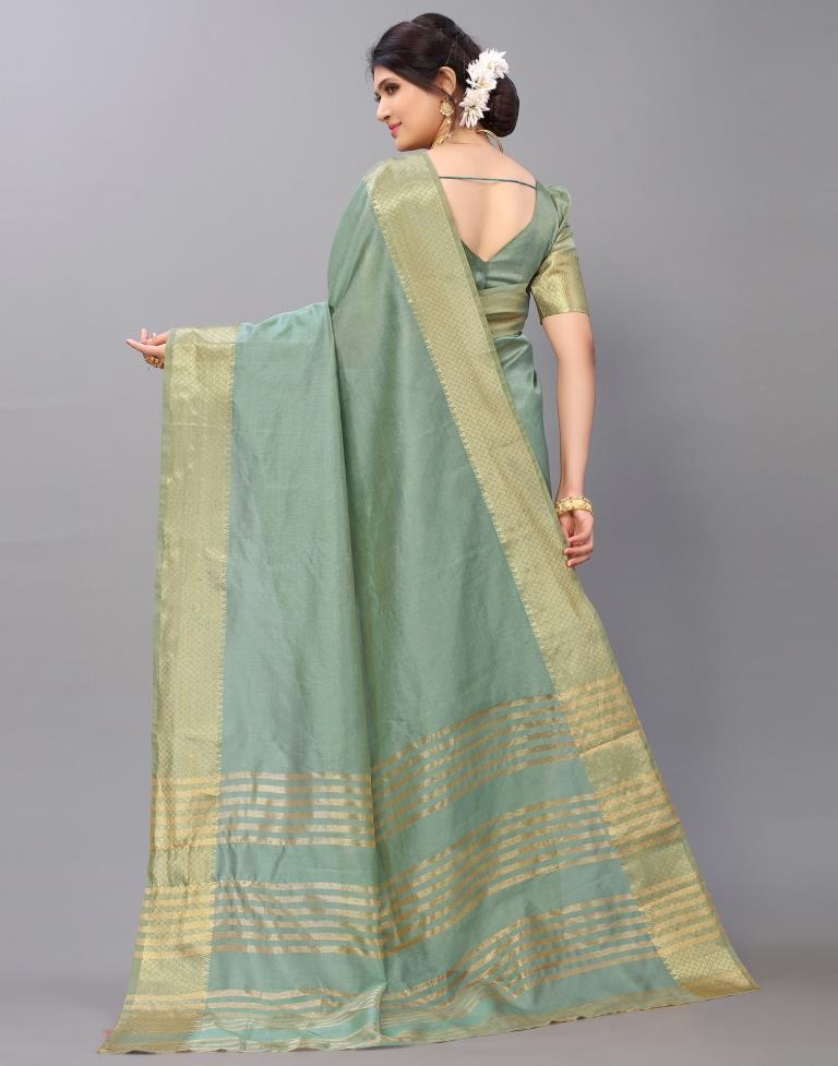 Dusty Green Cotton Saree | Leemboodi