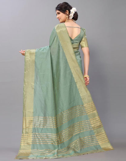 Dusty Green Cotton Saree | Leemboodi