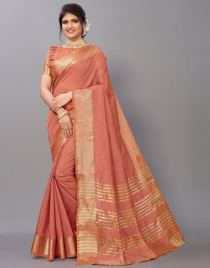 Coral Orange Cotton Saree | Leemboodi