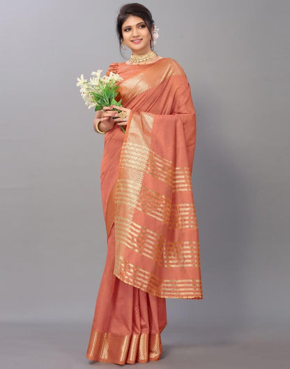 Coral Orange Cotton Saree | Leemboodi