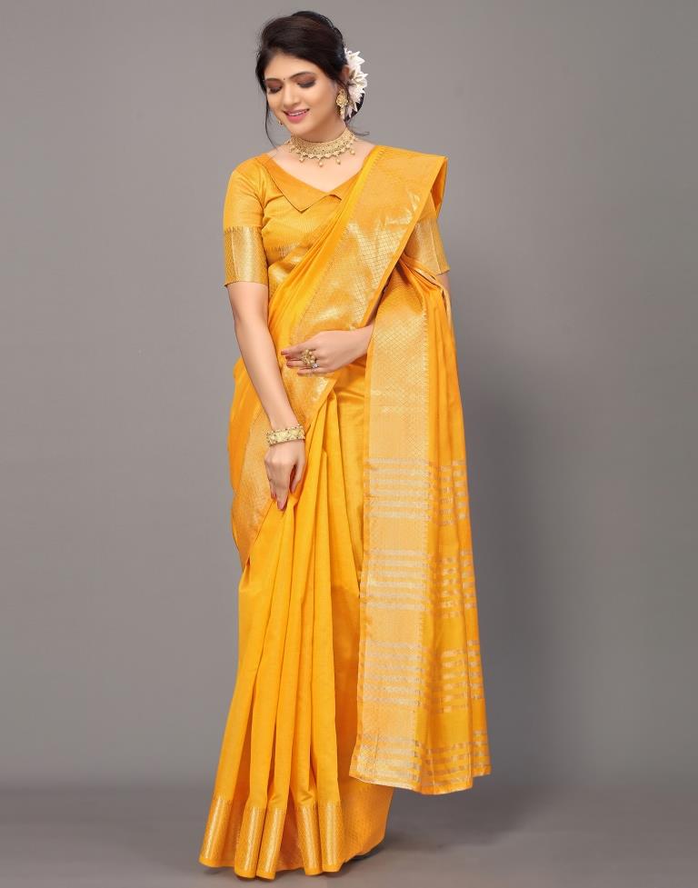 Yellow Cotton Saree | Leemboodi