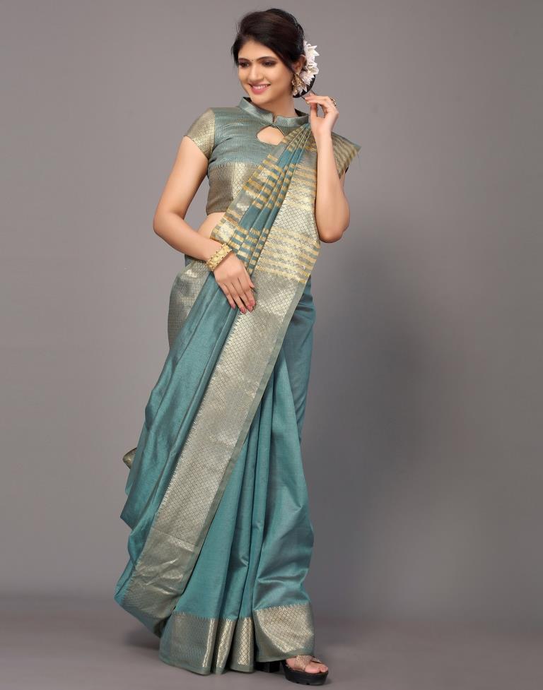 Light Blue Cotton Saree | Leemboodi