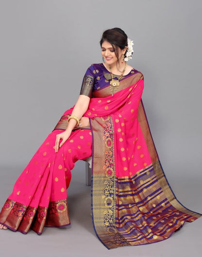 Neon Pink Silk Saree | Leemboodi