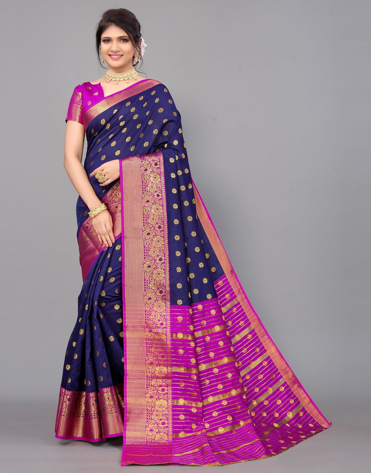 Navy Blue Silk Saree | Leemboodi