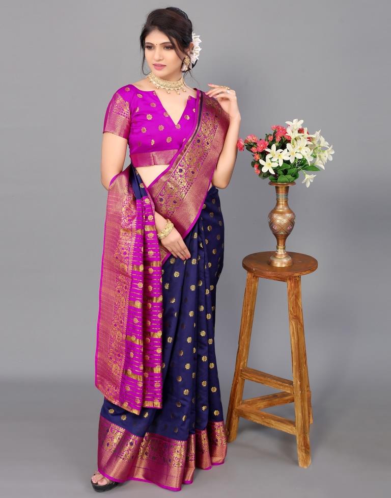 Navy Blue Silk Saree | Leemboodi