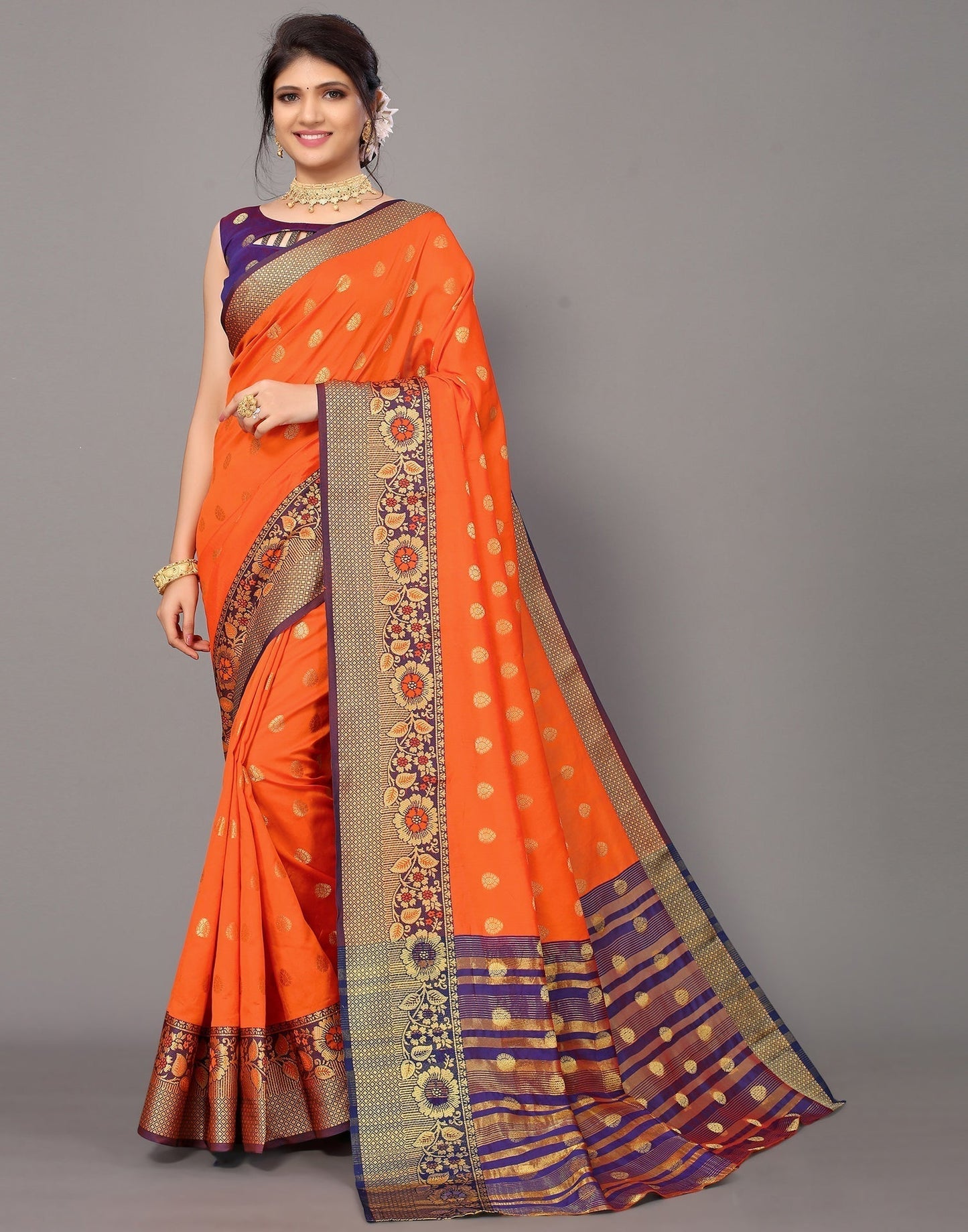Orange Silk Saree | Leemboodi