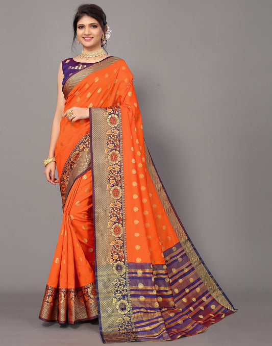 Orange Silk Saree | Leemboodi