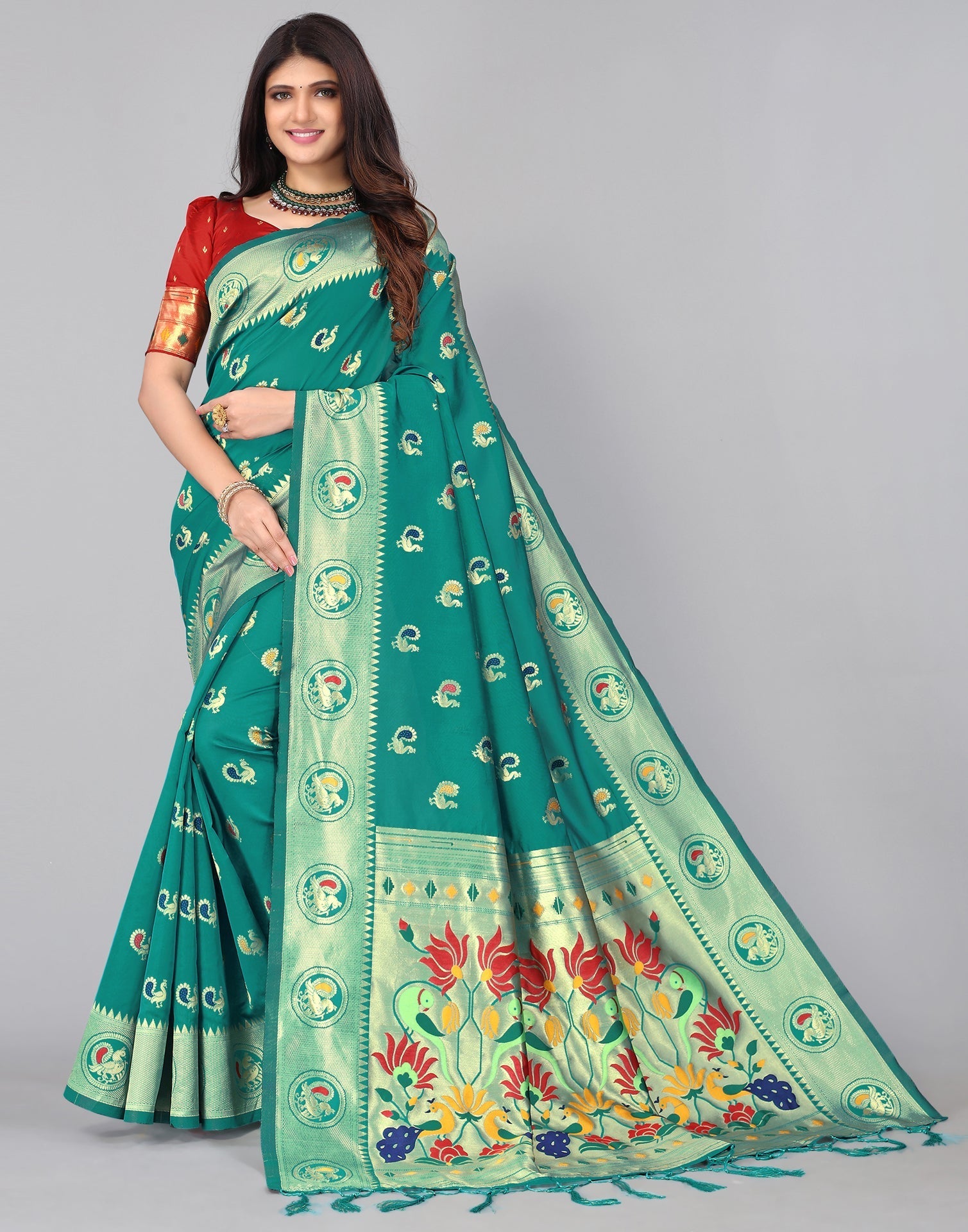 Rama Green Silk Saree | Sudathi