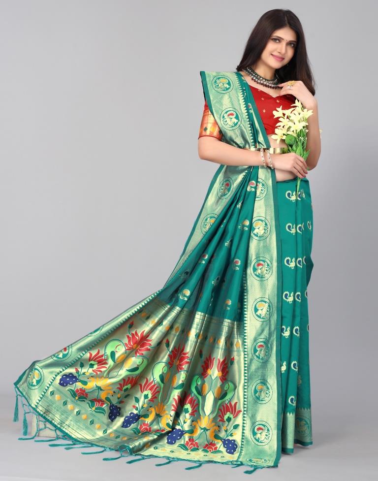Rama Green Silk Saree | Sudathi